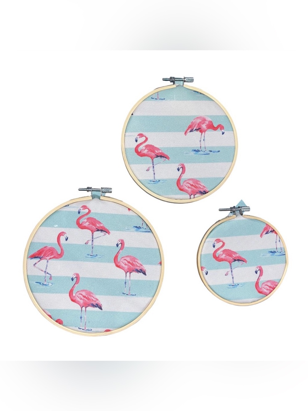 3 Pc Flamingo Hoop Trio Set Hand Crafted - Picture 7 of 7
